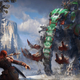 Aloy fighting a robot woolly mammoth in Horizon Forbidden West.